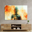 Buddha Statue On Grunge Background Glass Wall Art - DIY - CreoGlass®