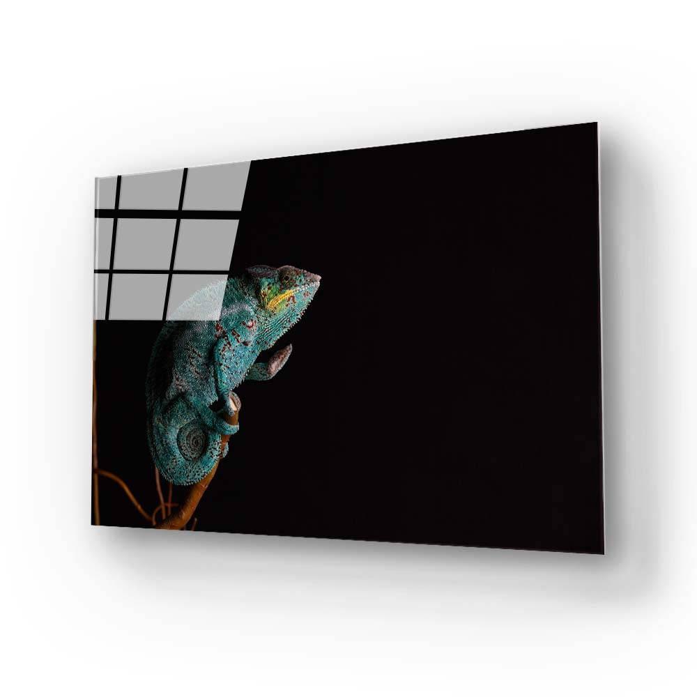 Chameleon Black Background Glass Wall Art - DIY - CreoGlass®