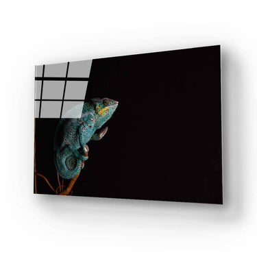 Chameleon Black Background Glass Wall Art - DIY - CreoGlass®