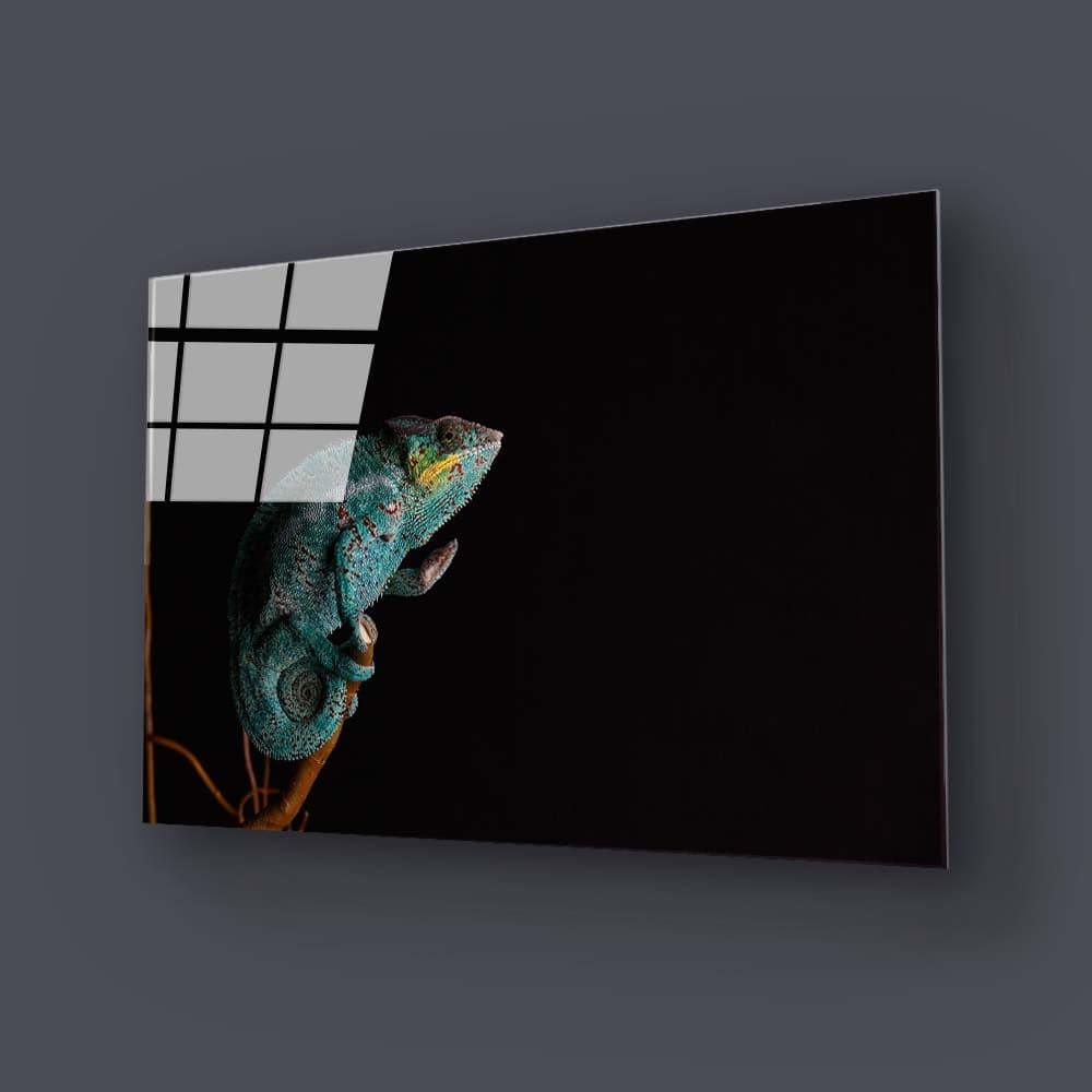 Chameleon Black Background Glass Wall Art - DIY - CreoGlass®
