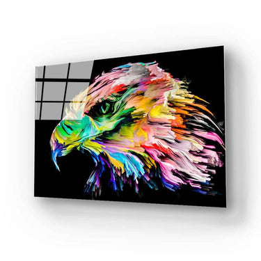 Colourful Eagle Painting in Black Background Glass Wall Art - DIY - CreoGlass®