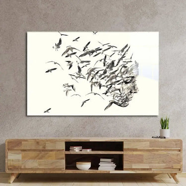 Female Silhouette with Birds Glass Wall Art - DIY - CreoGlass®