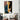 Abstract face wall art with geometric shapes and bold colors in modern living room