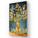 Gold Flowering Stag Glass Wall Art - Portrait Sizes - DIY - CreoGlass®