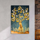 Gold Flowering Stag Glass Wall Art - Portrait Sizes - DIY - CreoGlass®