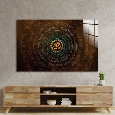 Hindu God Shiva Symbole Om Center Glass Wall Art - DIY - CreoGlass®