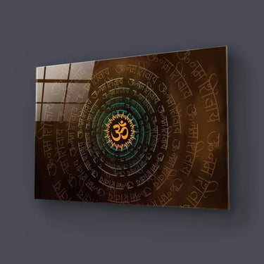 Hindu God Shiva Symbole Om Center Glass Wall Art - DIY - CreoGlass®