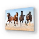 Horse Herd Running In Dust Glass Wall Art - DIY - CreoGlass®