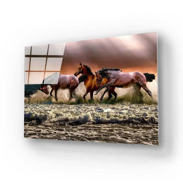Horse Running Through Water Glass Wall Art - DIY - CreoGlass®