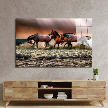 Horse Running Through Water Glass Wall Art - DIY - CreoGlass®