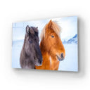 Horses In Snow Glass Wall Art - DIY - CreoGlass®