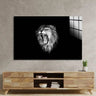 Lion Roaring Black and White 2 Glass Wall Art - DIY - CreoGlass®