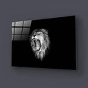 Lion Roaring Black and White 2 Glass Wall Art - DIY - CreoGlass®
