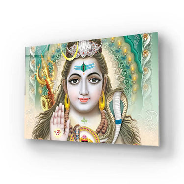 Lord Shiva Colorful Background Glass Wall Art - DIY - CreoGlass®