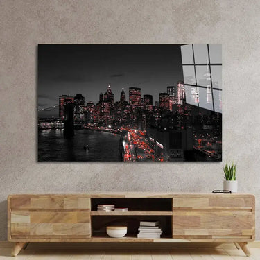 Manhattan, New York Night View Glass Wall Art - DIY - CreoGlass®