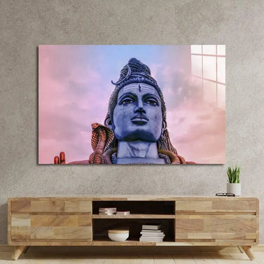 Mighty Shiva Statue India During Sunrise Glass Wall Art - DIY - CreoGlass®