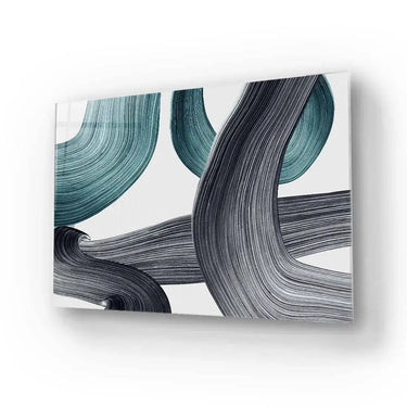 Minimal Green Brushstrokes Glass Wall Art - DIY - CreoGlass®