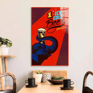 One Ice Cold Beer, Please Glass Wall Art - DIY - CreoGlass®