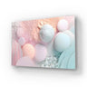Bespoke decorative glass panel with pastel 3D spheres and abstract textures for modern interiors