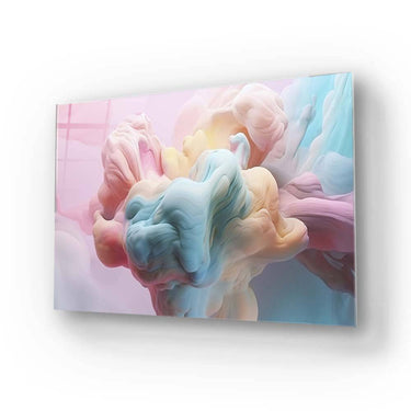 Bespoke decorative glass art with pastel swirls, ideal for luxury residential or commercial interiors.