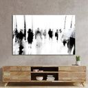 People Walking in Lobby Motion Blurred Glass Wall Art - DIY - CreoGlass®