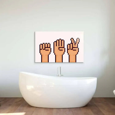 Pixel Rock, Paper, Scissors Glass Wall Art - DIY - CreoGlass®