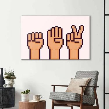 Pixel Rock, Paper, Scissors Glass Wall Art - DIY - CreoGlass®