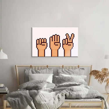 Pixel Rock, Paper, Scissors Glass Wall Art - DIY - CreoGlass®