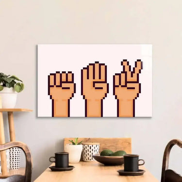 Pixel Rock, Paper, Scissors Glass Wall Art - DIY - CreoGlass®