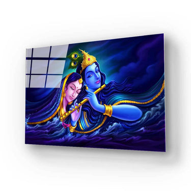 Radha Krishna Symbol Divine Love Glass Wall Art - DIY - CreoGlass®