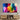 Vibrant abstract art glass panel with colorful fluid design, mounted above modern wooden media console in living room