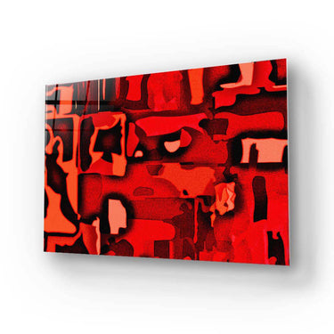 Bespoke red abstract decorative glass panel for modern interior design