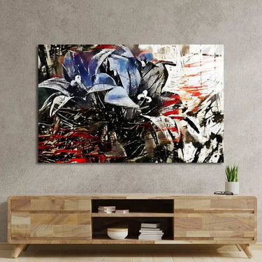 Red Black Abstract Flowers Bouquets Pollard Glass Wall Art - DIY - CreoGlass®