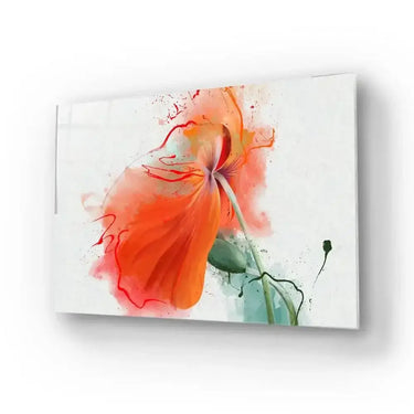 Red Flower Painting Glass Wall Art - Landscape Sizes - DIY - CreoGlass®