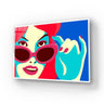 Vibrant pop art glass wall art with bold colors and stylish sunglasses design