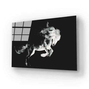 Running Horse in White Ink Glass Wall Art - DIY - CreoGlass®