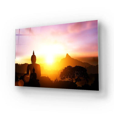 Silhouette of Buddha on Sunset Glass Wall Art - DIY - CreoGlass®