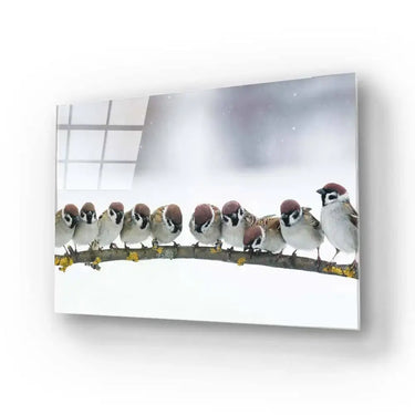 Sparrows Sitting on a Branch Glass Wall Art - DIY - CreoGlass®