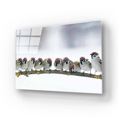 Sparrows Sitting on a Branch Glass Wall Art - DIY - CreoGlass®
