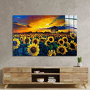 Sunset Flower Field Glass Wall Art - DIY - CreoGlass®