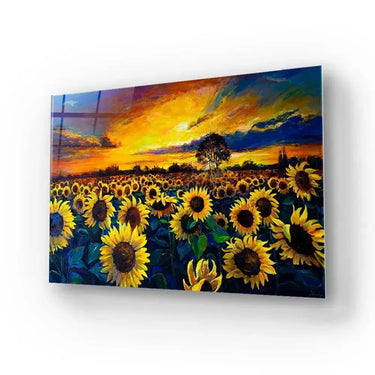 Sunset Flower Field Glass Wall Art - DIY - CreoGlass®
