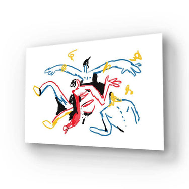 Abstract colorful line art on white canvas, modern wall decor for luxury interiors