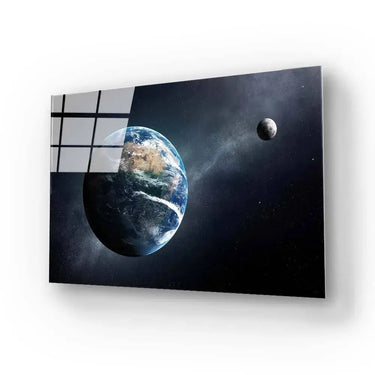 The Earth and Moon with the Milky Way Glass Wall Art - DIY - CreoGlass®