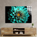 Turquoise Dahlia Glass Wall Art - Landscape Sizes - DIY - CreoGlass®