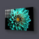 Turquoise Dahlia Glass Wall Art - Landscape Sizes - DIY - CreoGlass®