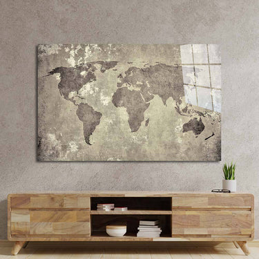 Vintage World Map Glass Wall Art - DIY - CreoGlass®