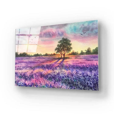 Watercolour Lavender Field Glass Wall Art - DIY - CreoGlass®