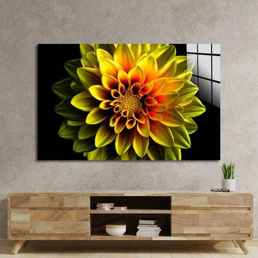 Yellow Dahlia Glass Wall Art - Landscape Sizes - DIY - CreoGlass®