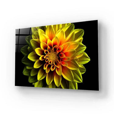 Yellow Dahlia Glass Wall Art - Landscape Sizes - DIY - CreoGlass®