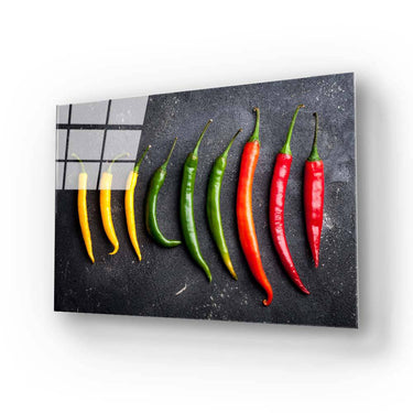 Yellow, Green and Red Peppers Glass Wall Art - DIY - CreoGlass®